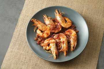 Stir Fried Shrimp with Tamarind Sauce with studio light delicious looking