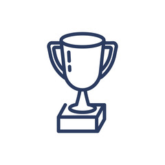 Leaders cup thin line icon. Competition, victory, championship, reward isolated outline sign. Triumph or achievement concept. Vector illustration symbol element for web design and apps