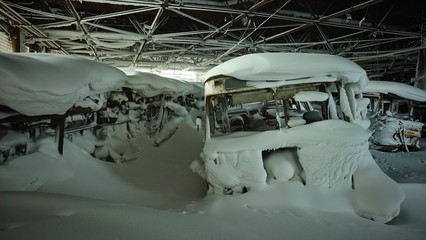 snow covered bus