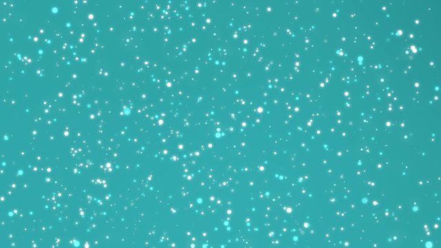 Animated glitter teal blue background with sparkling colorful light particles.