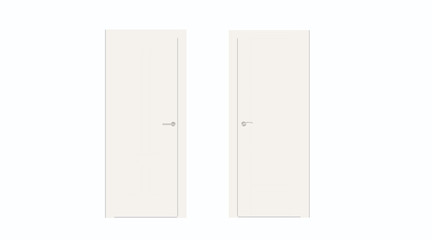 Vector Isolated Illustration of Two White Doors 