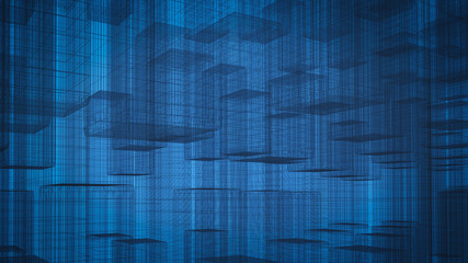 Abstract intersecting lines resembling a drawing of a modern building. Grey background.