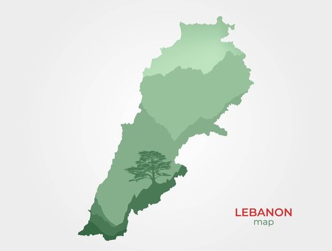 Lebanon symbol map with mountains landscape and cedar tree
