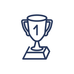 Winners cup thin line icon. First place, sport, winning, champion, award isolated outline sign. Triumph or achievement concept. Vector illustration symbol element for web design and apps