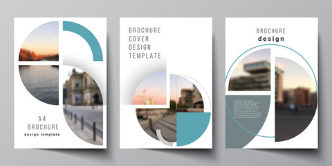 Vector layout of A4 cover mockups design templates for brochure, flyer layout, booklet, cover design, book, brochure cover. Background with circle round banners. Corporate business concept template.