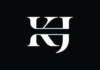 Initial Monogram Letter K J Logo Design Vector Template. KJ Letter Logo Design
