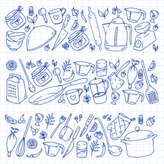Cooking class, menu. Kitchenware, utencils Food and kitchen icons