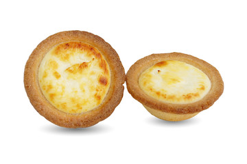 Cheese tart isolated on white background. This has clipping path.