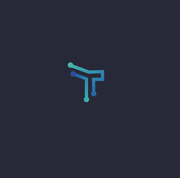 Letter T logo, Technology data Abstract digital icon