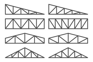 Truss Collection icon set. roofing steel frame.