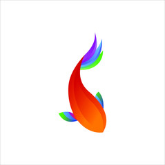 colorful fish gradient artwork logo template. Animal abstract design vector illustration