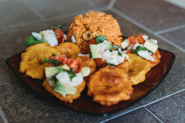 ceviche and tostones