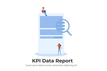 KPI Data Report. Finance management. data reporting concept illustration concept for web landing page template, banner, and presentation