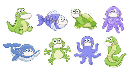 Vector animals in medicine masks
