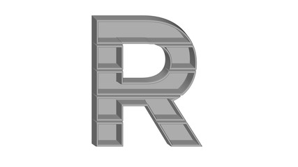 3D ENGLISH ALPHABET MADE OF GRAY 5 STAGED EMPTY BOX : R