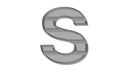 3D ENGLISH ALPHABET MADE OF GRAY 5 STAGED EMPTY BOX : S