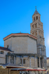 Fototapeta na wymiar SPLIT, CROATIA - 2017 AUGUST 15. Bell tower of the Cathedral of Saint Domnius.