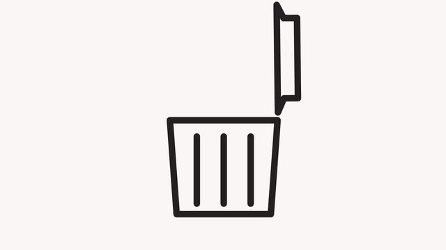 Animation in 4K Trash Bin on white background AND greenscreen. Garbage recycling concept.