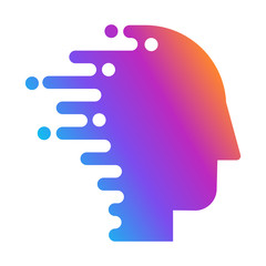 Technology Innovation Logo Human Head Icon Flat Isolated