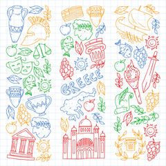 Travel to Greece elements. Greece symbols for magazines, web, tourism