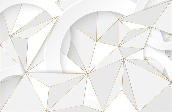 Abstract geometric background with white and gold element. futuristic modern background. Elegant geometric design with golden line vector