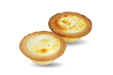Cheese tart isolated on white background. This has clipping path.