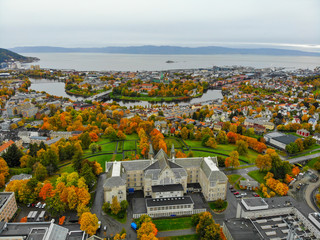 Drone view autumn Norway