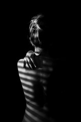 Nude woman silhouette black and white