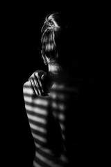 Nude woman silhouette black and white