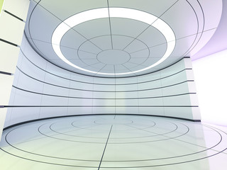 Abstract modern architecture background, empty open space interior. 3D