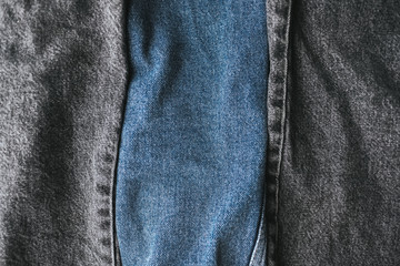 Jeans fashion background, different colours. Close up