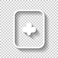Playing card with clubs. White icon with shadow on transparent background