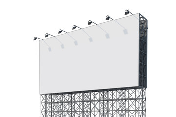 Blank billboard template in white space. Street outdoor Ad. Isolated. Mock up. 3d rendering. Side view. © VideoFlow