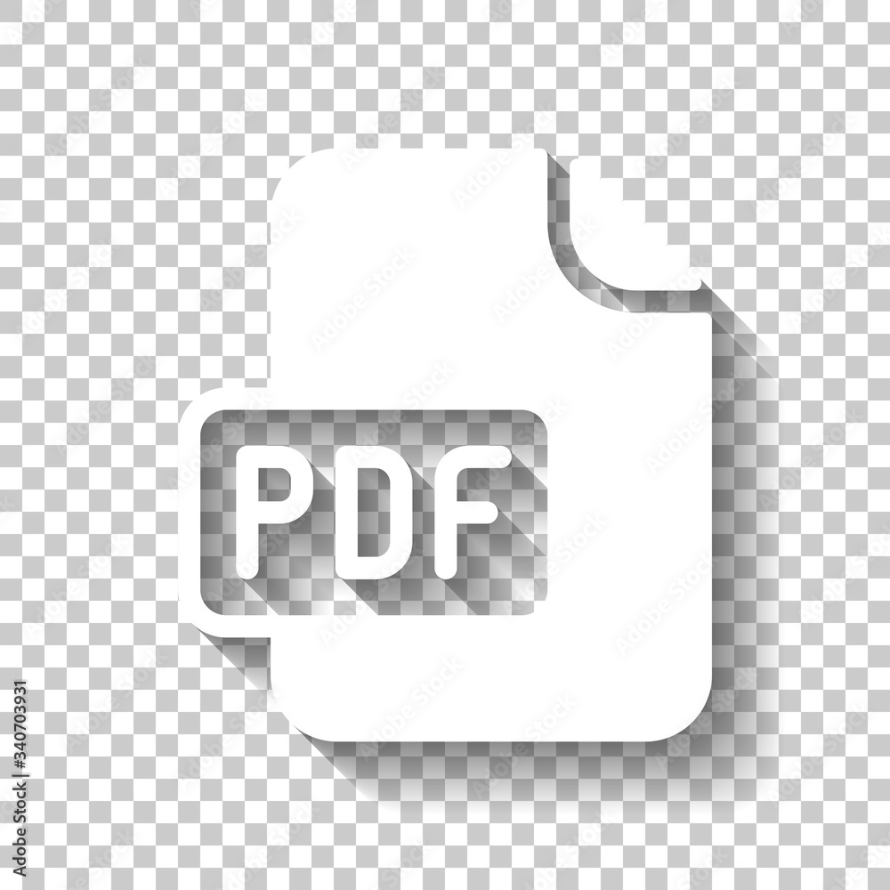 Fototapete computer file, pdf symbol. white icon with shadow on transparent background