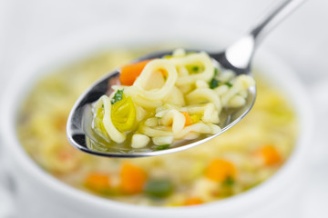 Fresh made Alphabet Soup (selective focus)