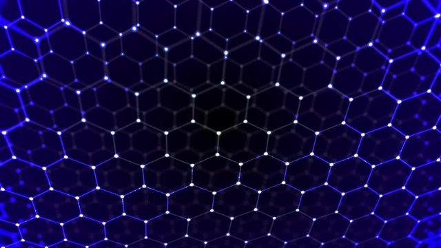 Abstract nanotechnology close-up, concept graphene atomic structure, concept electrical impulse molecular structure. Technology concept.