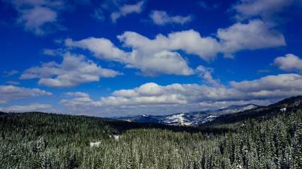 Carpathian mountains winter Snow aerial photography.