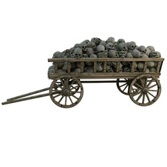 Fototapeta premium A pile of skulls in a wooden cart of death