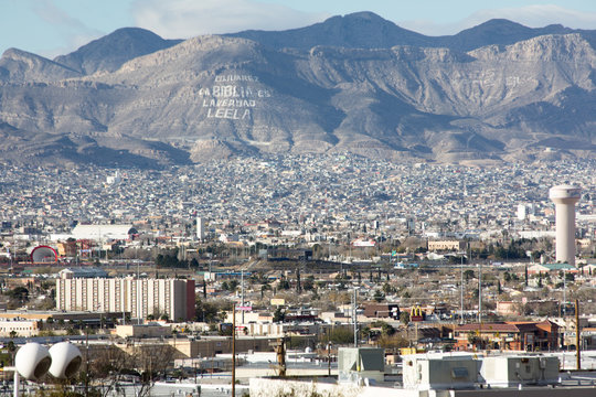 El Paso skyline, with mountain on the Mexican side of the border