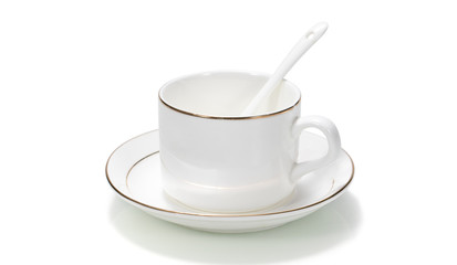 Empty cup on white background
