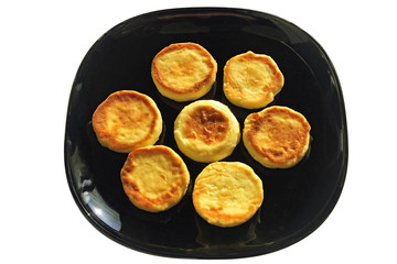 Cheesecakes on a dish.