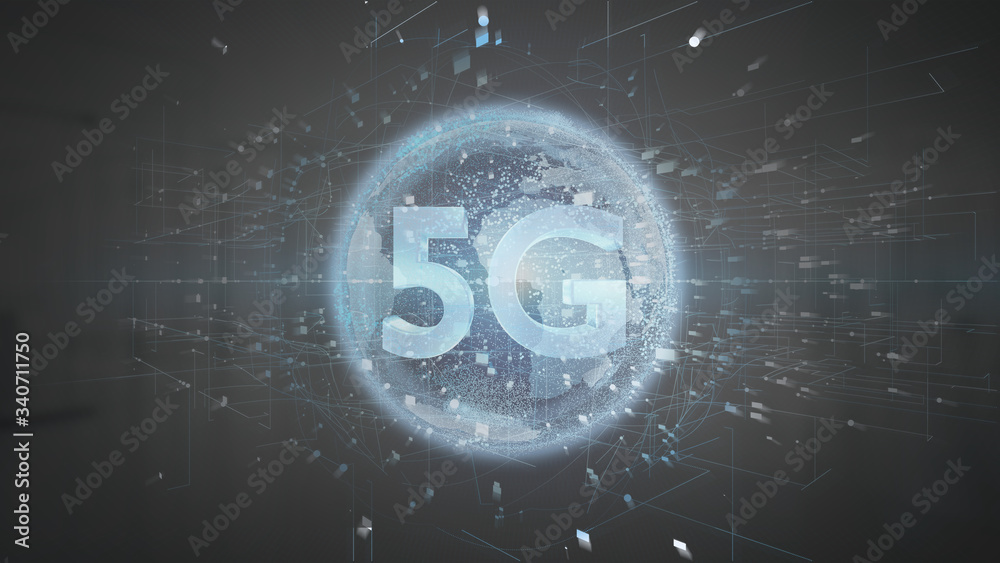 Poster 5g connection with data surrounding - 3d rendering
