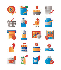 bundle of price hike set icons