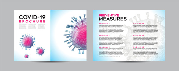 Coronavirus Covid 19 Brochure A4 Template Mockups Flyer Layout Cover Design Book Design Vector