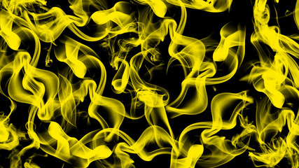 Abstract yellow smoke, black background