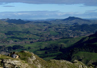 Man staring at the amazing view of Cape Kidnappers, New Zealand