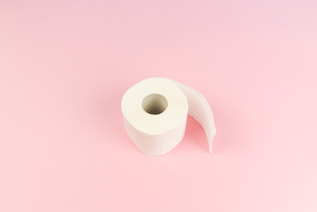 Conceptual image of toilet paper roll standing alone.