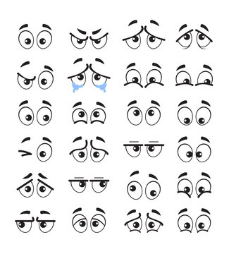 Cartoon eyes emotion characters isolated set. Vector flat cartoon graphic design illustration
