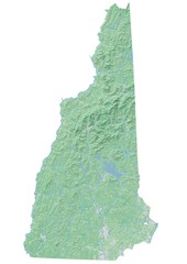High resolution topographic map of New Hampshire with land cover, rivers and shaded relief in 1:1.000.000 scale. - obrazy, fototapety, plakaty