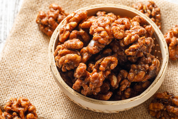 Walnuts on a white board